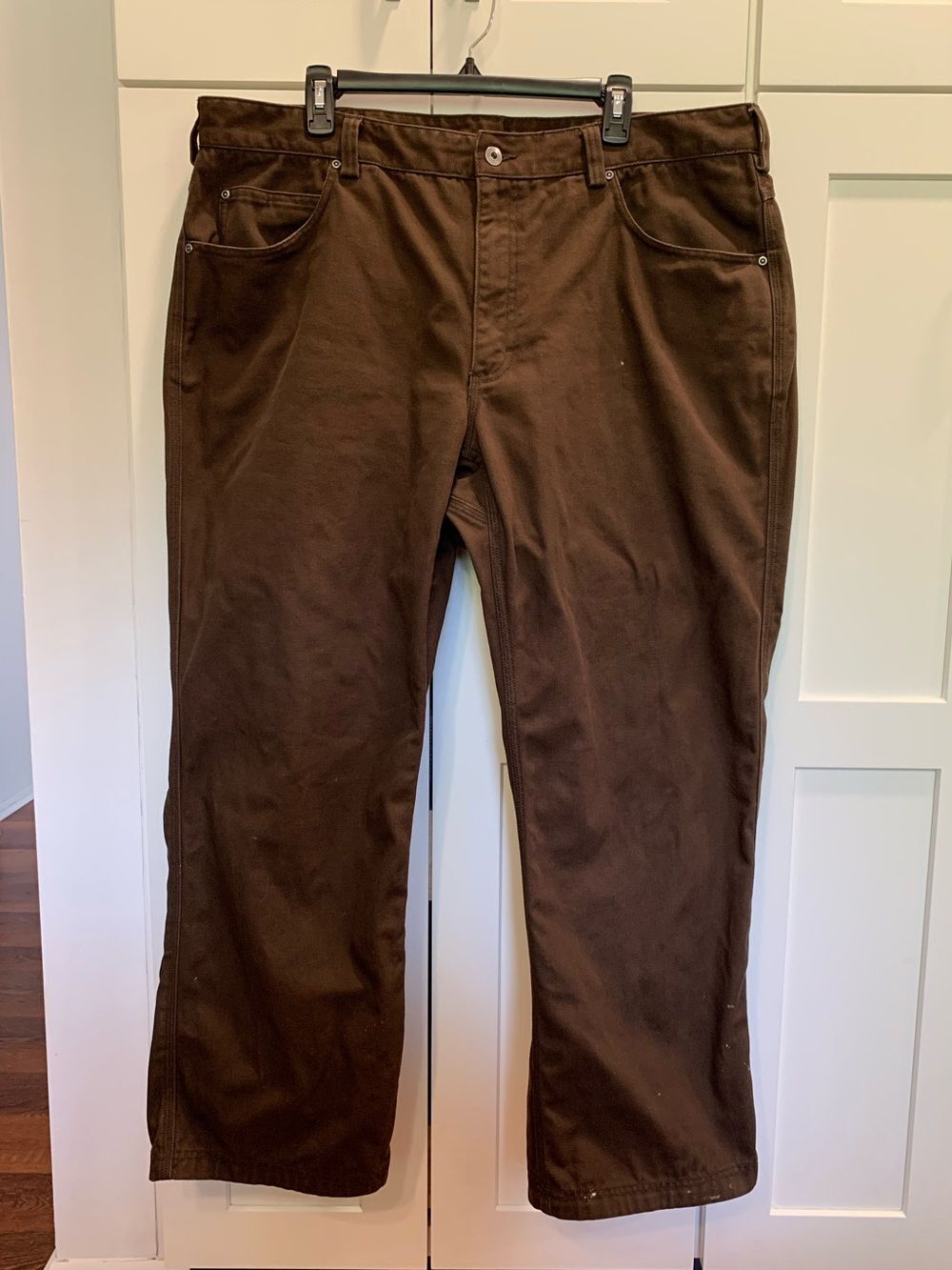 Duluth Trading Co Heavyweight Fire Hose Pants Men's 42X30 Relaxed Fit Dark Brown